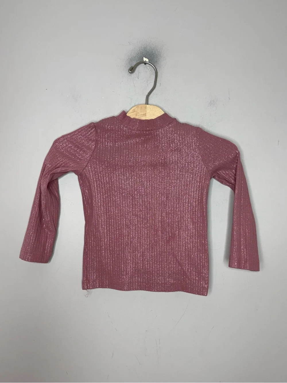 $7 ADD ON OshKosh Pink Long Sleeve tee 2 2T metallic ribbed‎ old navy baby gap